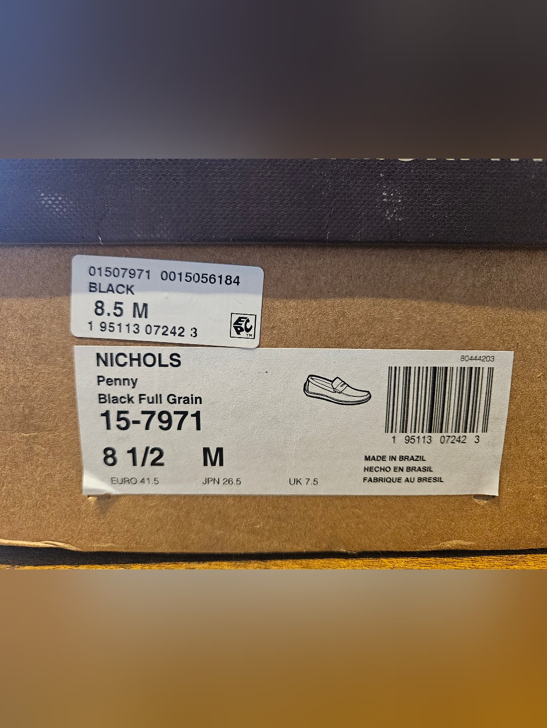 Johnston & Murphy Nichols Mens 8.5 M Penny Loafers Black Leather New Damaged Box — image 7 of 8